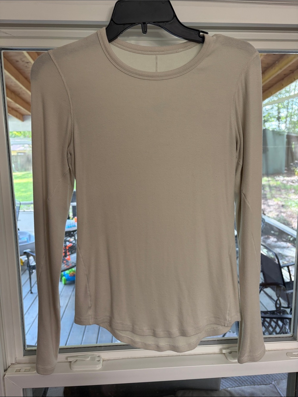 lululemon athletica Long Sleeve Crewneck Top in Light Taupe